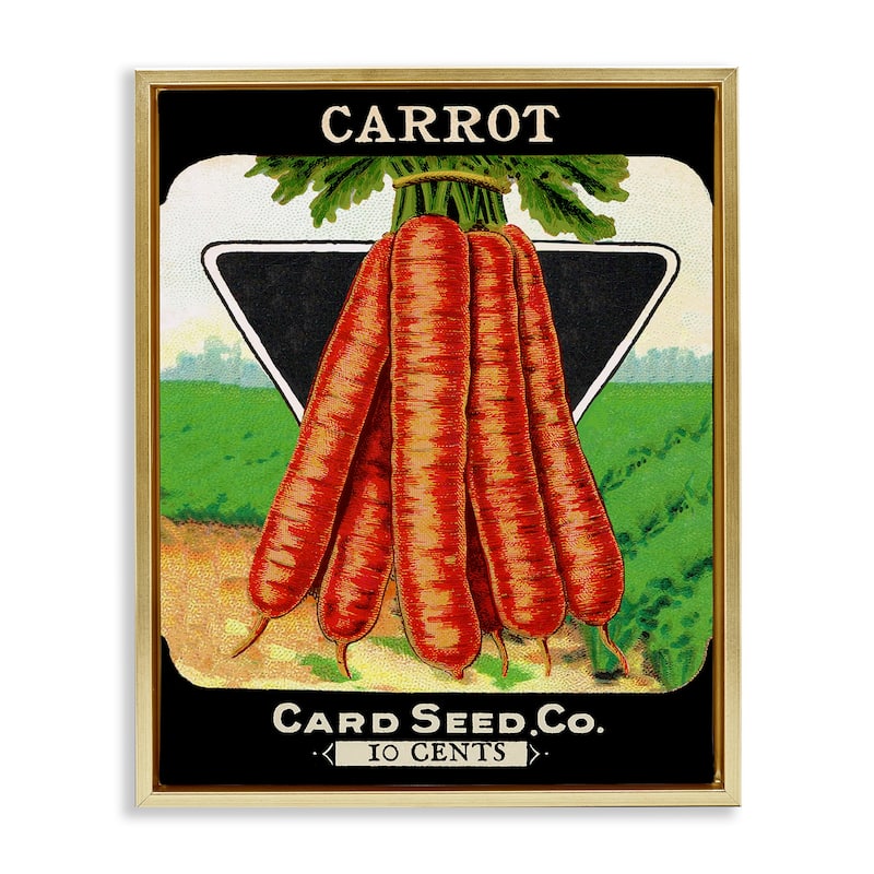 Stupell Vintage Gardening Carrots Framed Floater Canvas Wall Art Design By Lil' Rue - 25 x 31 - Gold