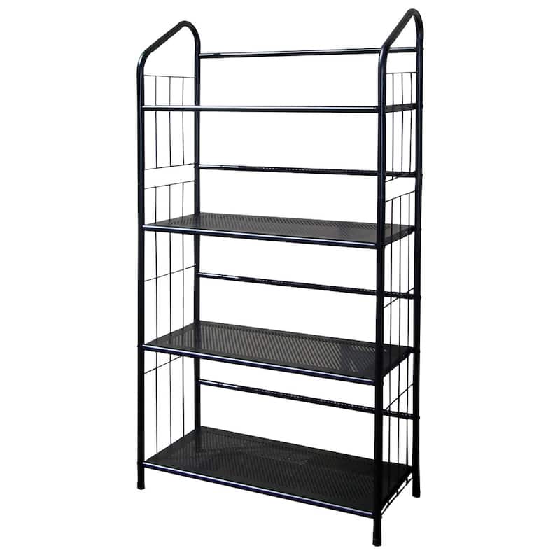 Contemporary Design Space-Saving Black Metal Vertical Bookcase for Garage Living Room or Bedroom