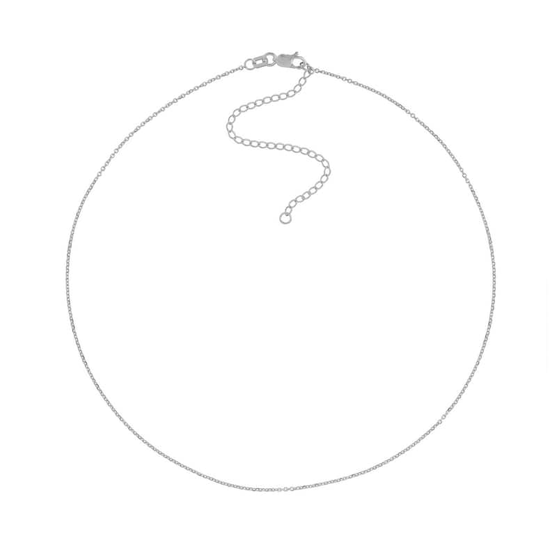 Curata 14k White Gold 1.05mm 13" - 16" Diamond Cut Cable Choker Necklace