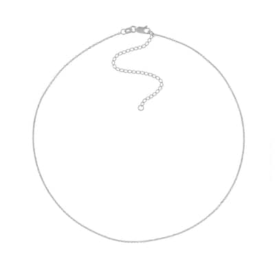 Curata 14k White Gold 1.05mm 13" - 16" Diamond Cut Cable Choker Necklace