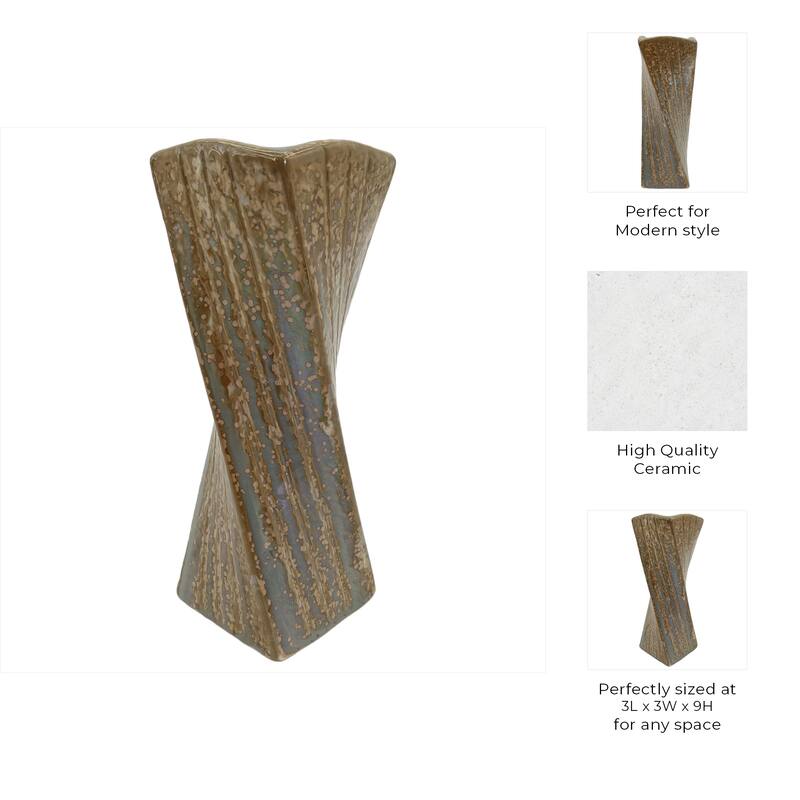 Stoneware Decorative Vase with Drip Glaze Finish Modern Home Decor