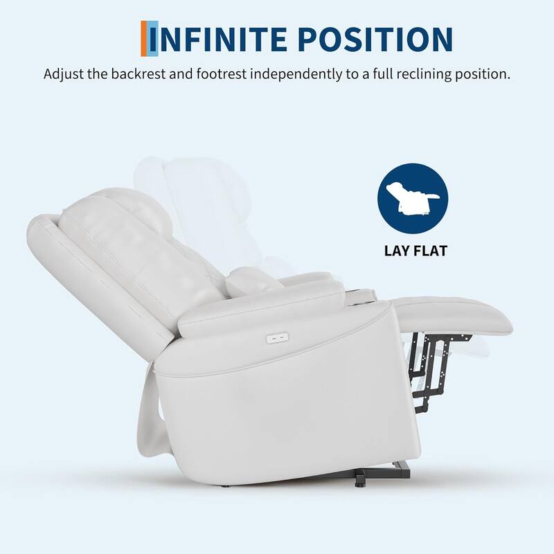 Power Lift Recliner Chair Sofa, PU Leather Reclining with Charging Ports, Cup Holders