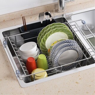 Dish Drying Rack, Expandable Over The Sink Dish Drainer 