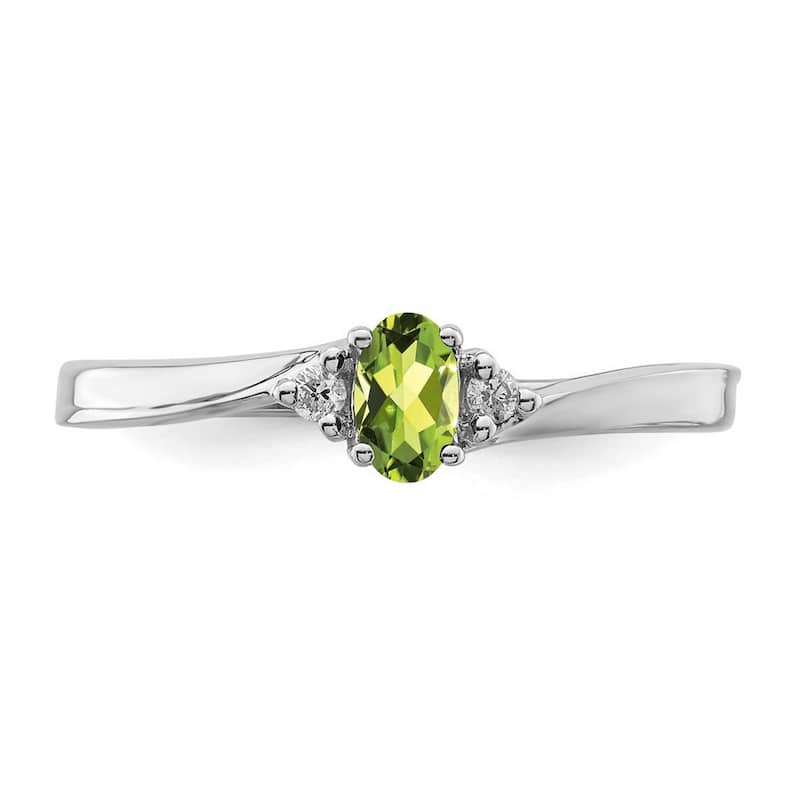 Curata 925 Sterling Silver Rhodium Plated Peridot Ring