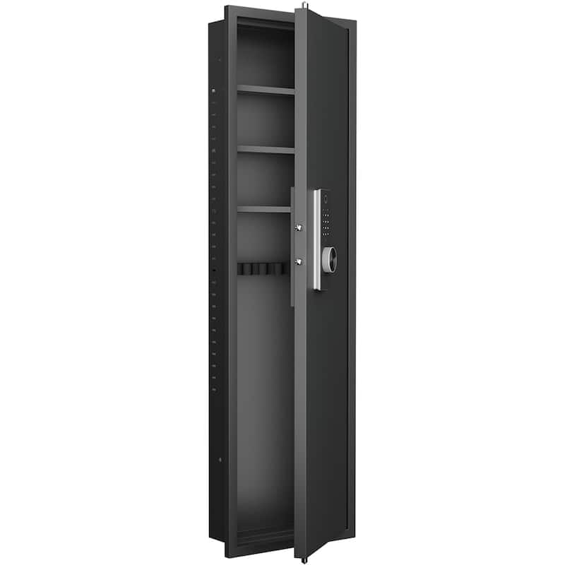 53"Fingerprint Touch Panel In-Wall Safe,Hidden Wall Gun Safe for Rifle