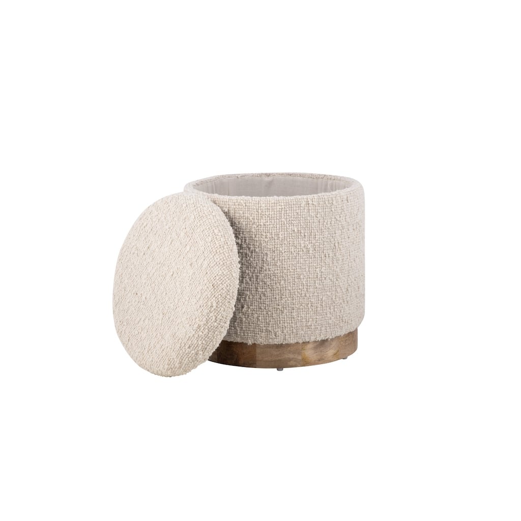 Handwoven Storage Ottoman with Rounded Wooden Base