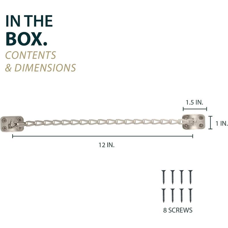 Mega Handles 12-Inch Transom Door Chain – Heavy-Duty Chain Stopper for Transom Windows, Cabinet Doors, Lids & Safety Restraint