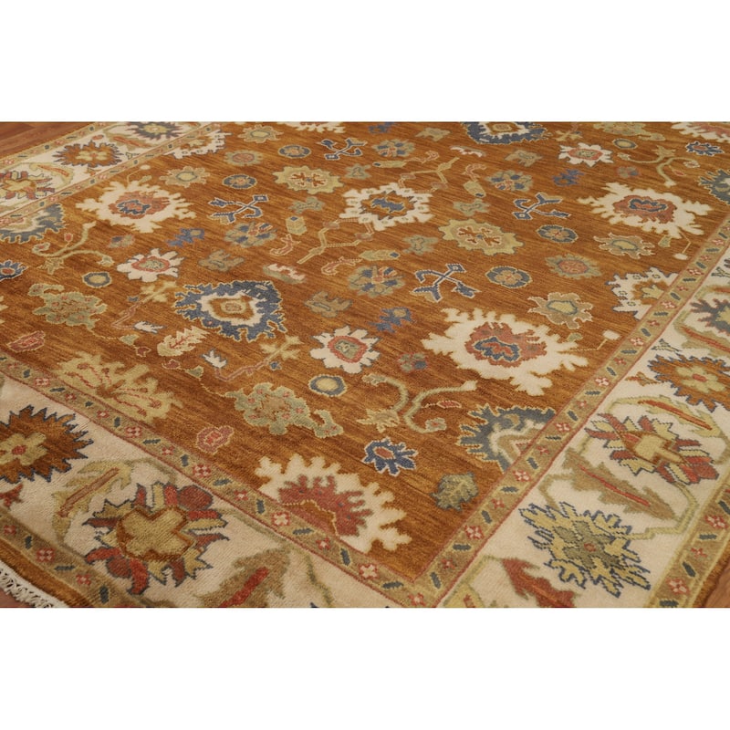 Orange Oushak Indian Area Rug Handmade Wool Carpet - 8'0" x 9'10"