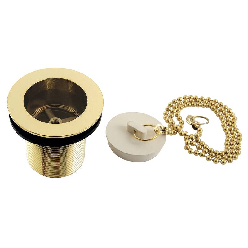 Made To Match 1-1/2-Inch Chain and Stopper Tub Drain with 2-Inch Body Thread - Polished Brass