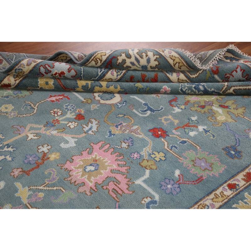 All-Over Oushak Oriental Area Rug Hand-Knotted Wool Carpet - 8'1"x 9'8"