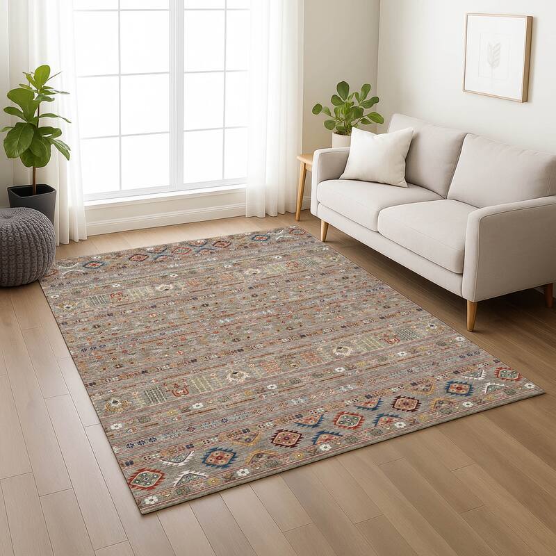 Machine Washable Indoor/ Outdoor Boho Moroccan Chantille Rug