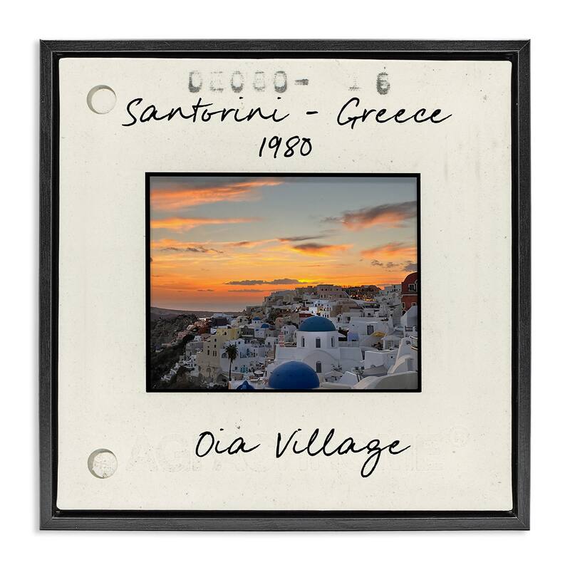 Stupell Greece Travel City View Framed Floater Canvas Wall Art Design By Val Rhodes - 18 x 18 - Black