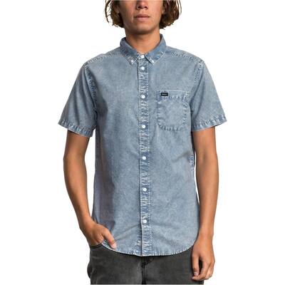 RVCA Mens Washed Button Up Shirt,, Blue, X-Large