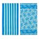 Luxurious Cotton Printed Beach Towel - Blue Turtle & Stripes
