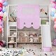 preview thumbnail 2 of 18, Pink Wooden House-shaped Loft Bed Kids Bed with Tent,Full size