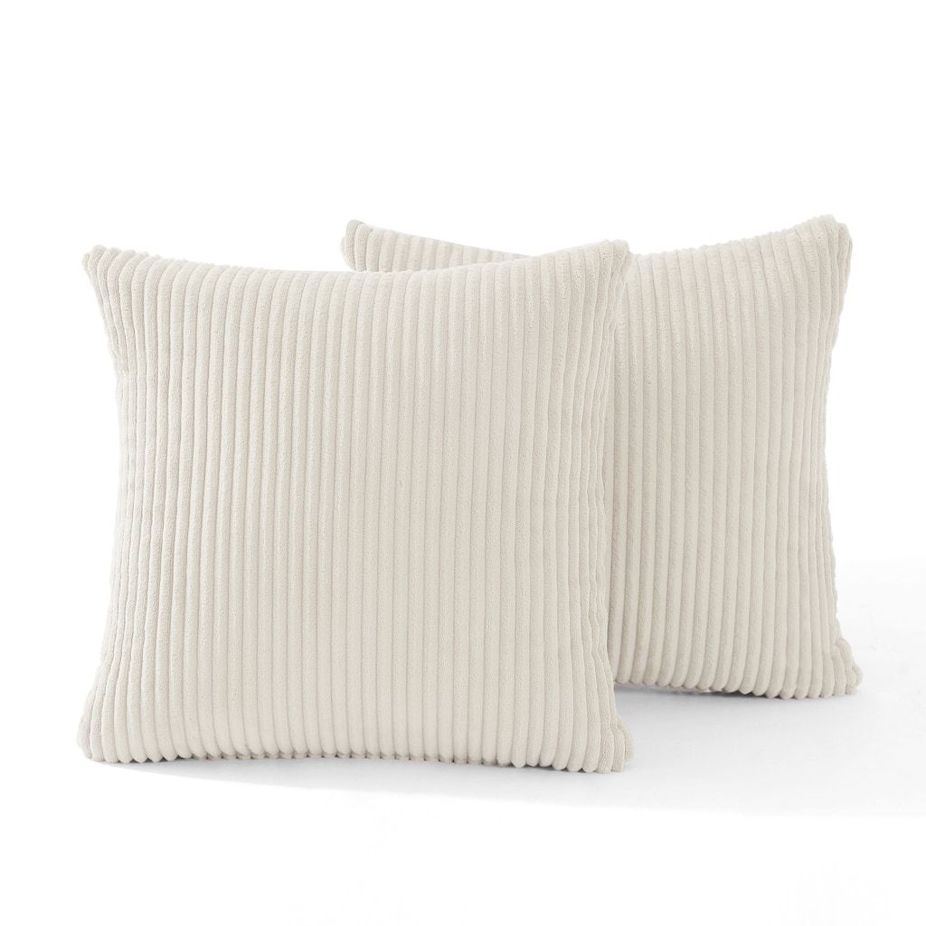 Set of 2 Modern Square Corduroy Accent Throw Pillow
