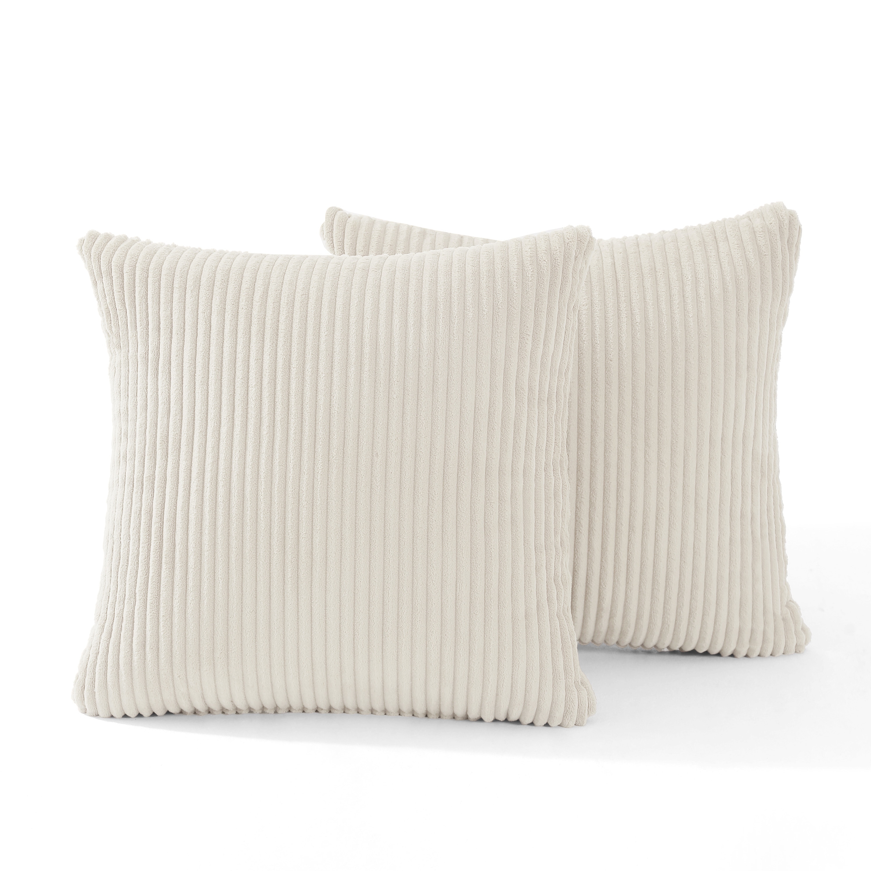 Set of 2 Modern Square Corduroy Accent Throw Pillow