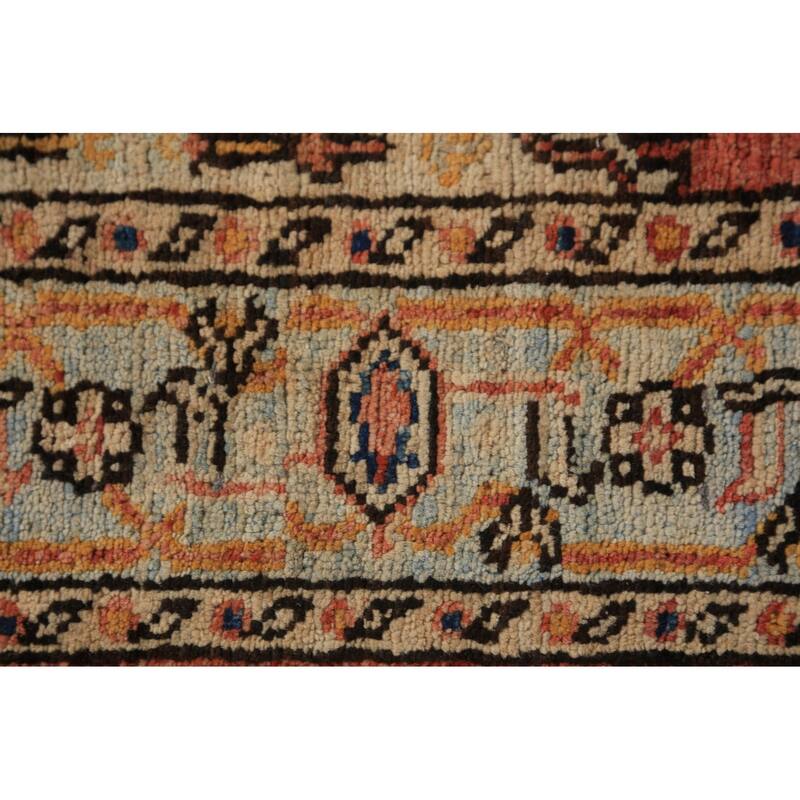 Orange Heriz Serapi Vegetable Dye Accent Rug Handmade Wool Carpet - 3'2"x 4'8"