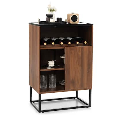 Costway Wine Storage Cabinet Buffet Sideboard with Adjustable Shelf & - See Details