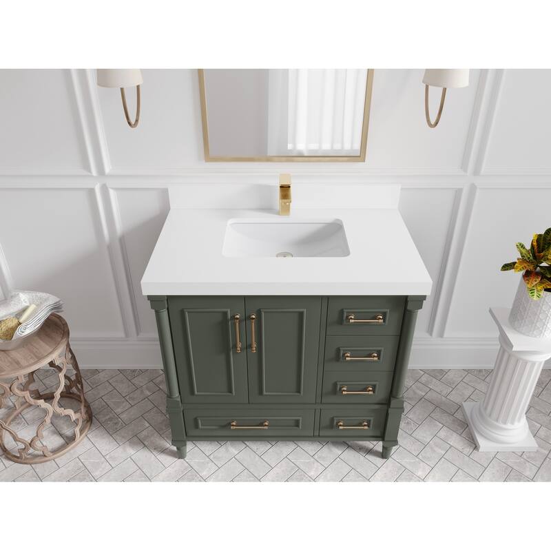 Willow Collections 36 in. W x 22 in. D Aberdeen Center Sink Left Bathroom Vanity with Countertop