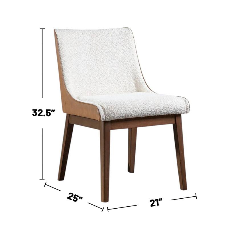 Rectangular Wooden Dining Set with Padded Seats in Walnut and Beige