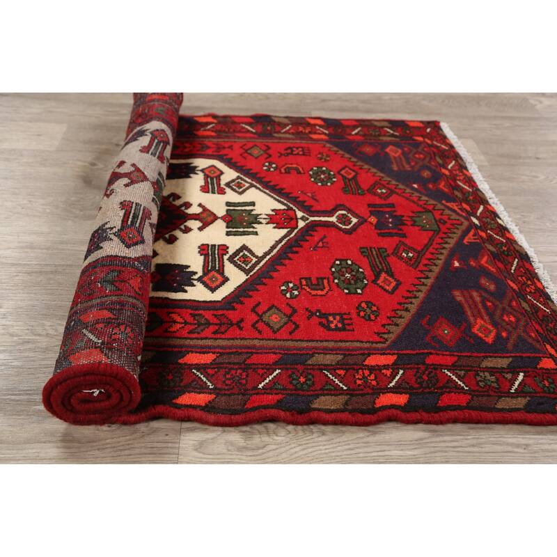 Geometric Tribal Hamedan Persian Area Rug Wool Hand-knotted Carpet - 3'3" x 5'0"