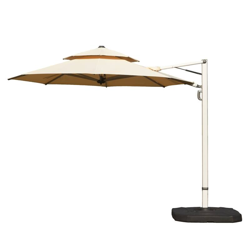 Rotating Cantilever Umbrella with Hydraulic Lift, UPF 50+ Sun Protection, Beige
