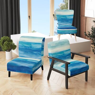 Designart "Black & White Crossing Paths I" Upholstered Abstract Accent Chair - Modern Arm Chair For Bedroom