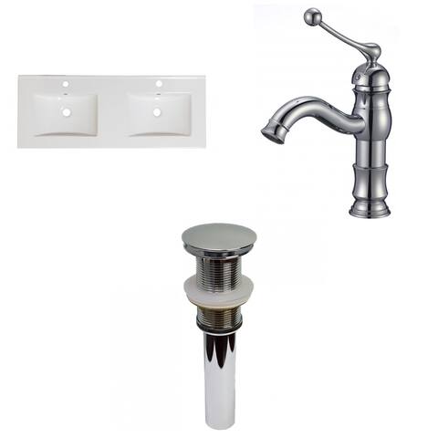 American Imaginations48-in. W 1 Hole Ceramic Top Set In White Color - Drain Incl. - 40-in. - 49-in.
