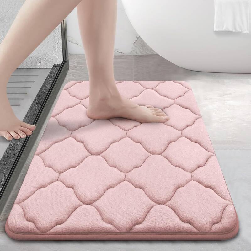Memory Foam Bath Mat Rug 24x16 - Pink