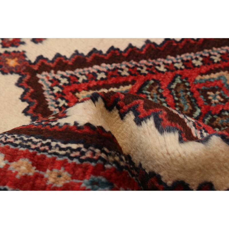ECARPETGALLERY Hand-knotted Andelz Cream, Red Wool Rug - 2'7 x 6'11