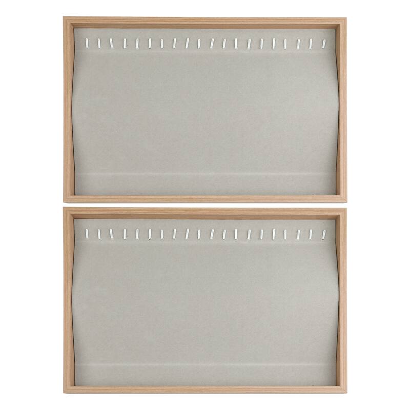 Set of 2 Wood Jewelry Trays for Drawers Stackable, Girls' Jewelry Organizer Drawer Inserts Display Storage - Light Brown - Necklace Tray
