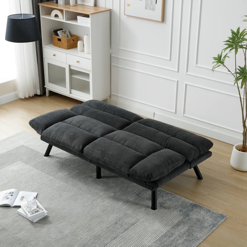 70.08" 2-Seater Sofa Bed, Linen, Microsuede, Teddy