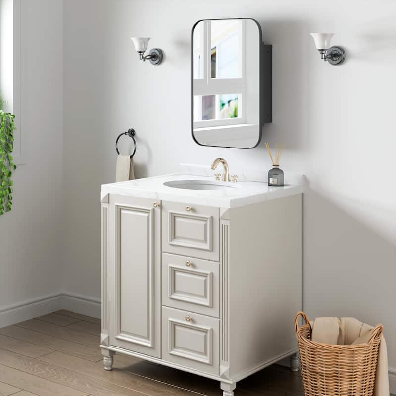 Dovelina Wall Medicine Cabinet Mirror Cabinet Multifunctional Wall-Mounted Mirrored Cabinet with Magnetic Doors