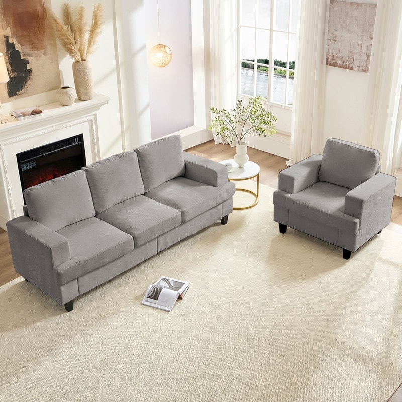 Mixoy Chenille 3 Piece Living Room Sofa Set,3-Seat Sofa/Loveseat/Armchair Sofa Sets,Modular Sectional Couch Furniture Sets