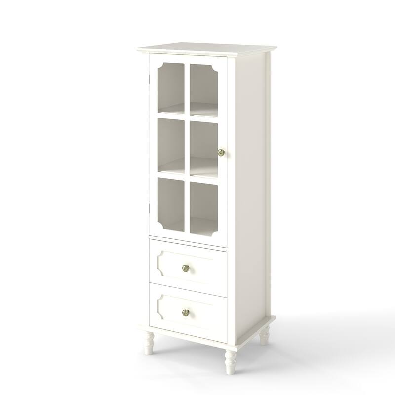 Storage Accent Cabinet Sideboard Buffet, Credenza with Glass Doors and Drawer for Dining Room, Entryway and Living Room