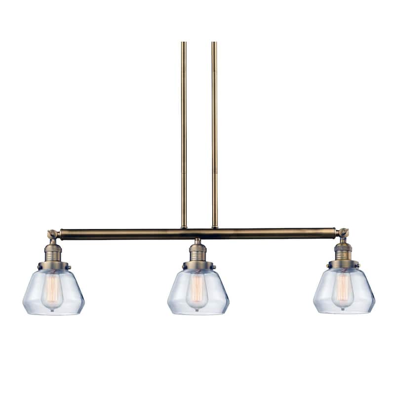 Innovations Lighting Fulton 3 Light 39" Wide Linear Chandelier - Brushed Brass / Clear