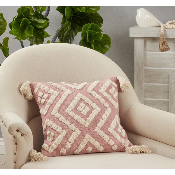 Pink tassel throw 2025 pillow