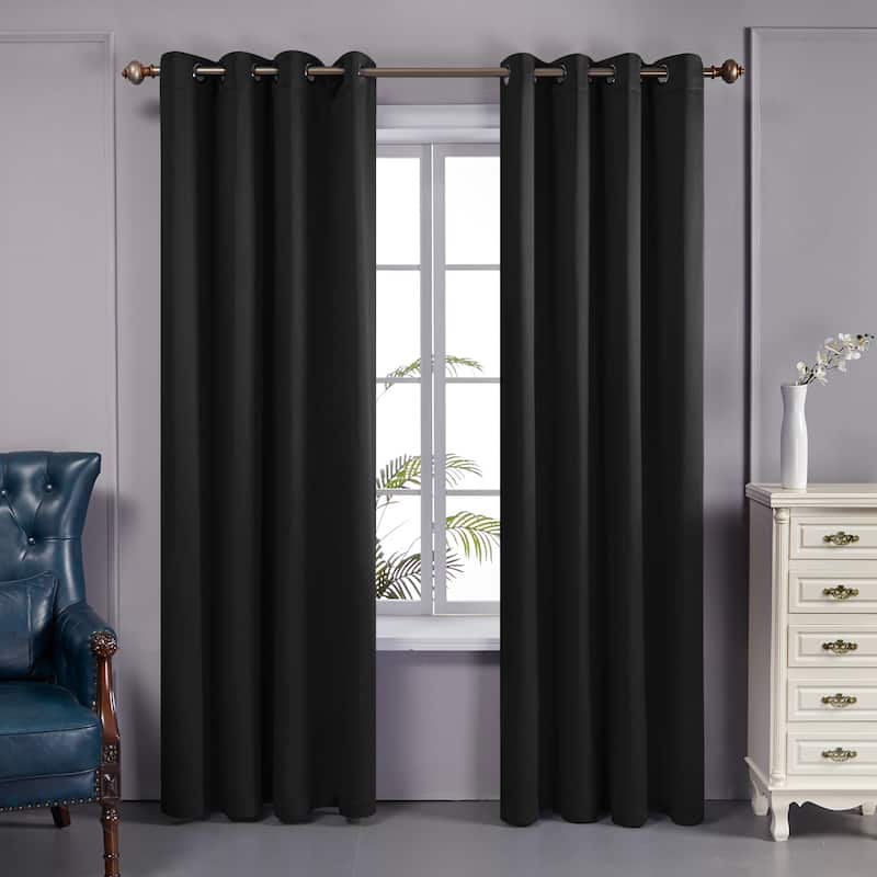 Deconovo 100 Percent Blackout Double Layers Lined Curtain (2 Panel)