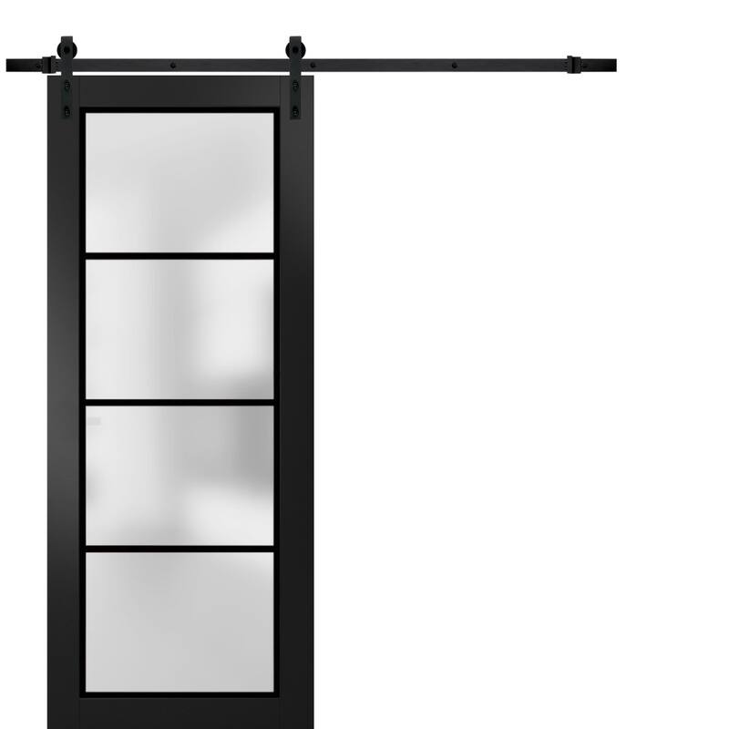 Sturdy Barn Door 18 x 80 Planum 2132 Matte Black 6.6FT - Black - 36" x 96"