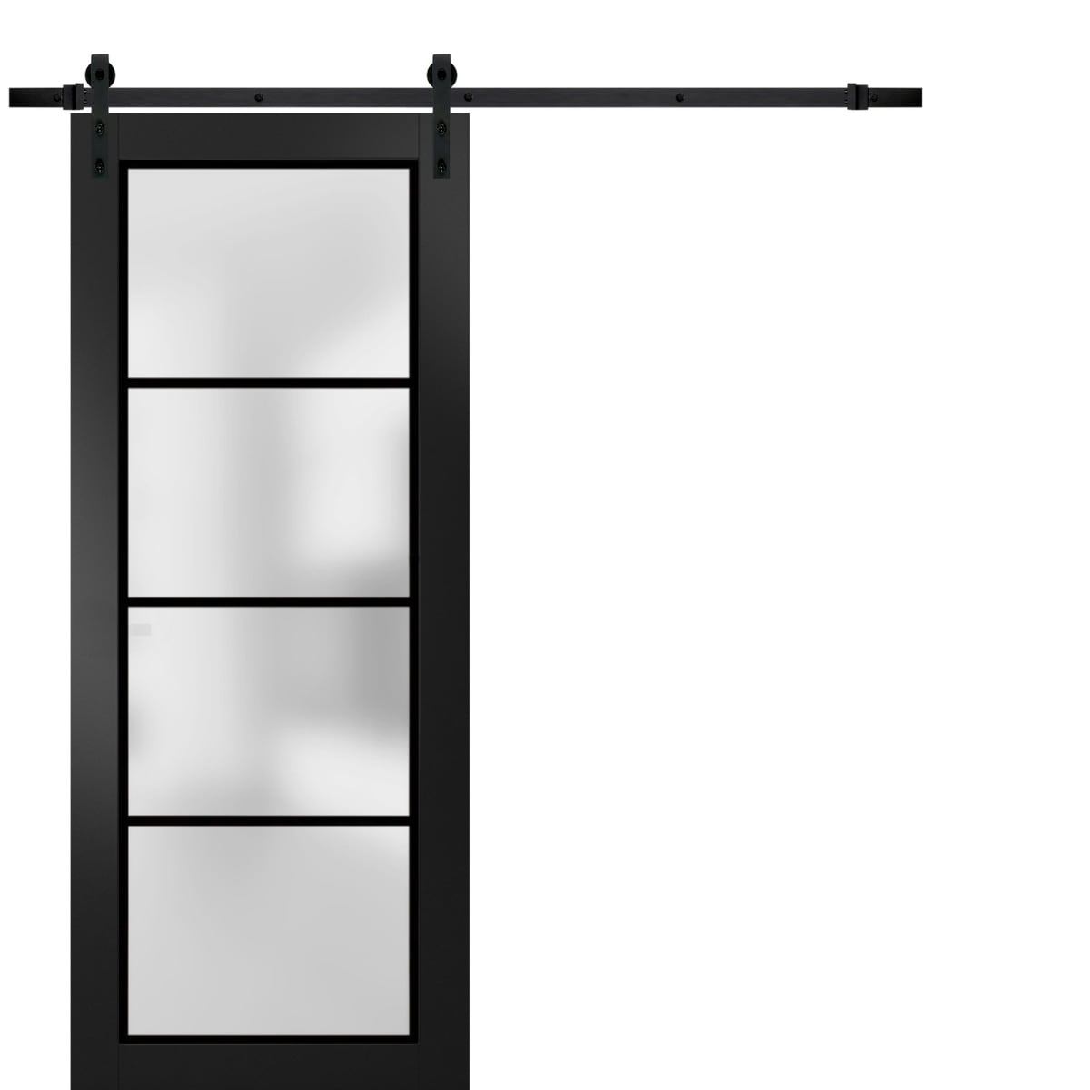SartoDoors Planum 2132 | Bedroom Door Barn Door | Solid Wood | Hardware Set | 18x80, Matte Black Bathroom Door Pantry Door