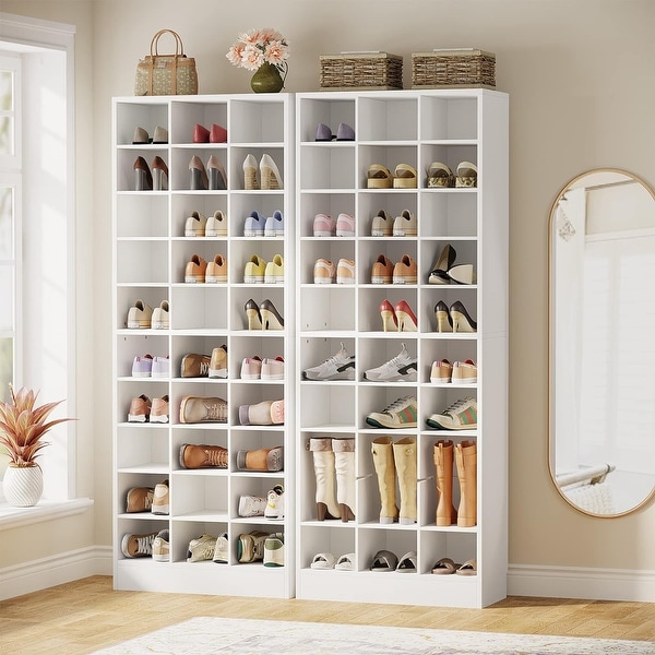 10-Tier Tall Shoe Storage Cabinet Wooden Shoe Rack with 30 Cubbies - On  Sale - Bed Bath & Beyond - 41649550