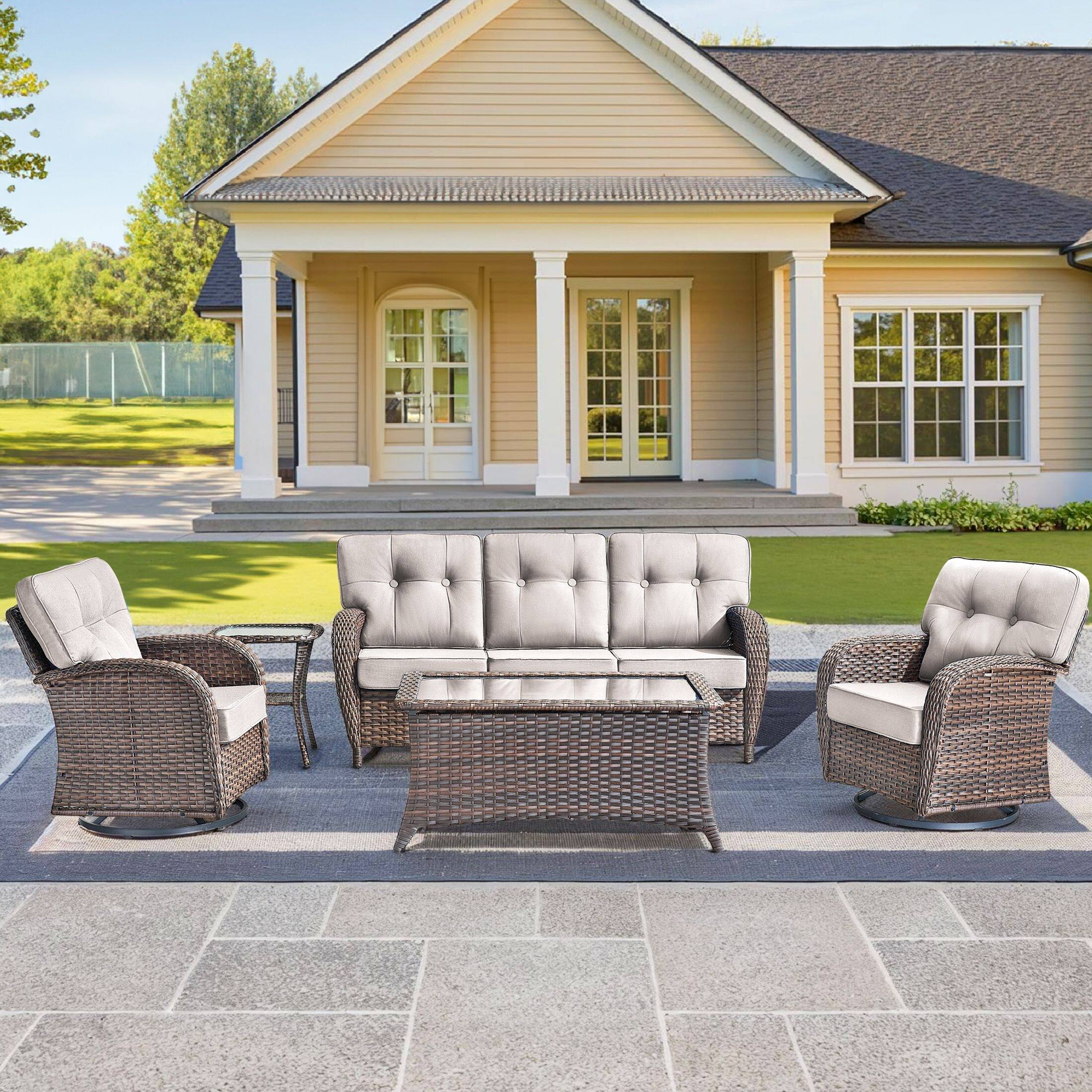 Option Brown Wicker & Beige cushion