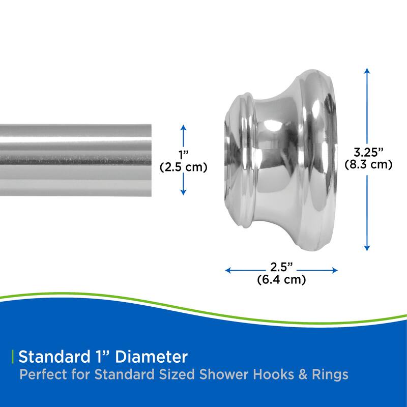 Kenney Twist & Fit No Tools Bell End Camlock Tension Shower Curtain Rod, 42-72" - Chrome