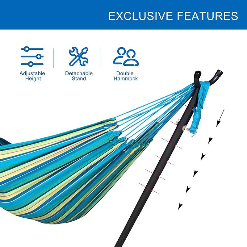 Double Cotton Hammock with Space Saving Steel Stand