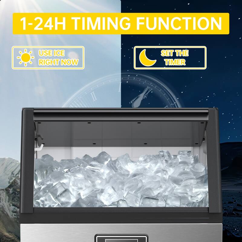 Commercial Crescent Ice Maker,20Lbs/24H,Stainless Steel,Freestanding
