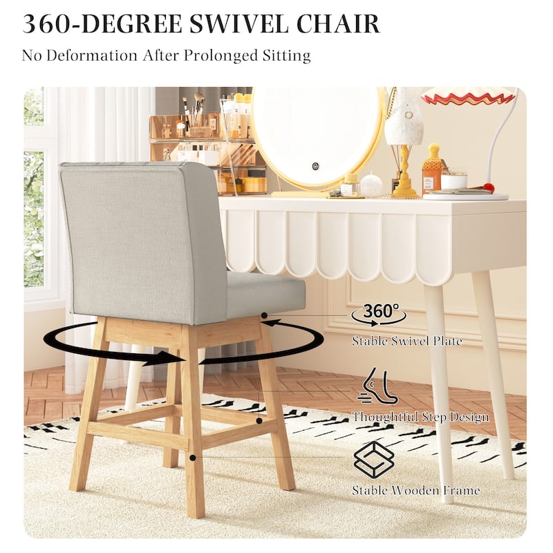 EROMMY Counter & Bar Stools Set of 2, Solid Wood Frame Upholstered Kitchen Stools