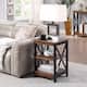 Copper Grove Cranesbill X-base End Table with Shelves - Barnwood/Black