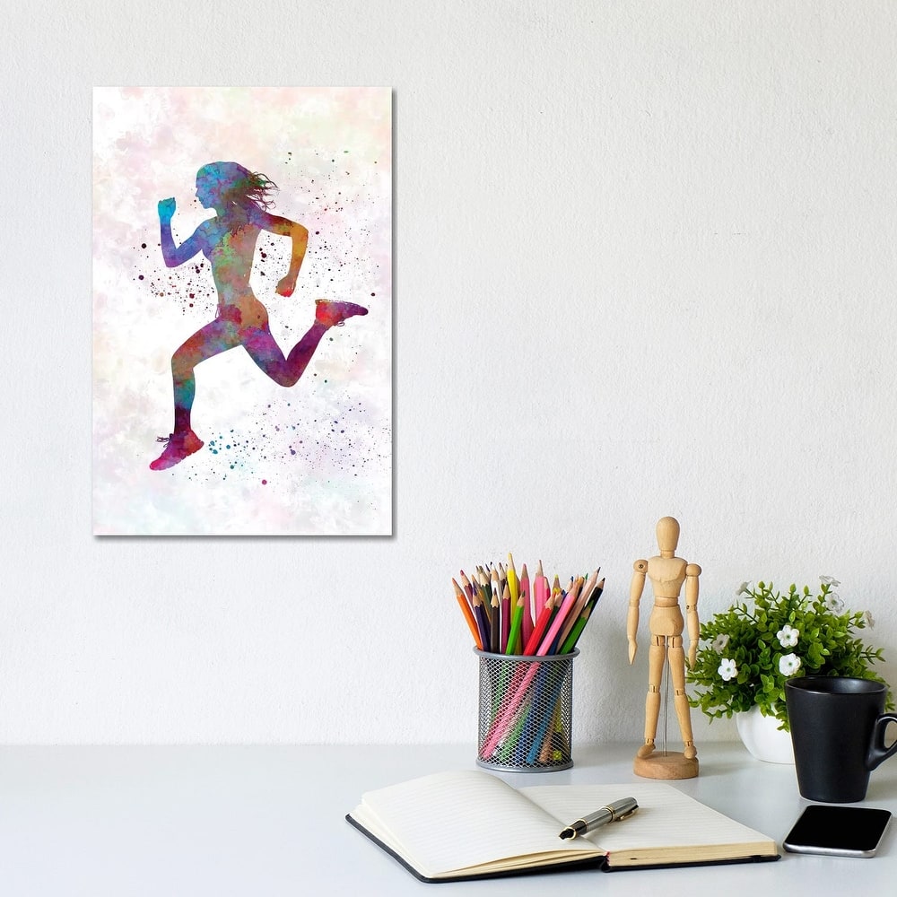 iCanvas "Woman Runner Running Jogger Jogging Silhouette 01" by Paul Rommer Canvas Print