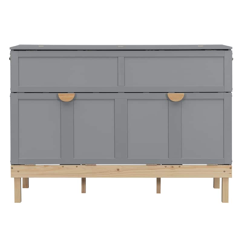 Queen Size Murphy Chest Bed, Wood Hidden Folding Murphy Cabinet Bed Frame